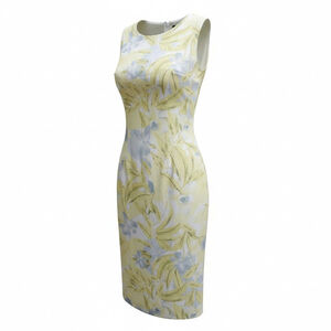 Women's LOUBEN Floral Sleeveless Sheath Dress M Yellow Blue size 6